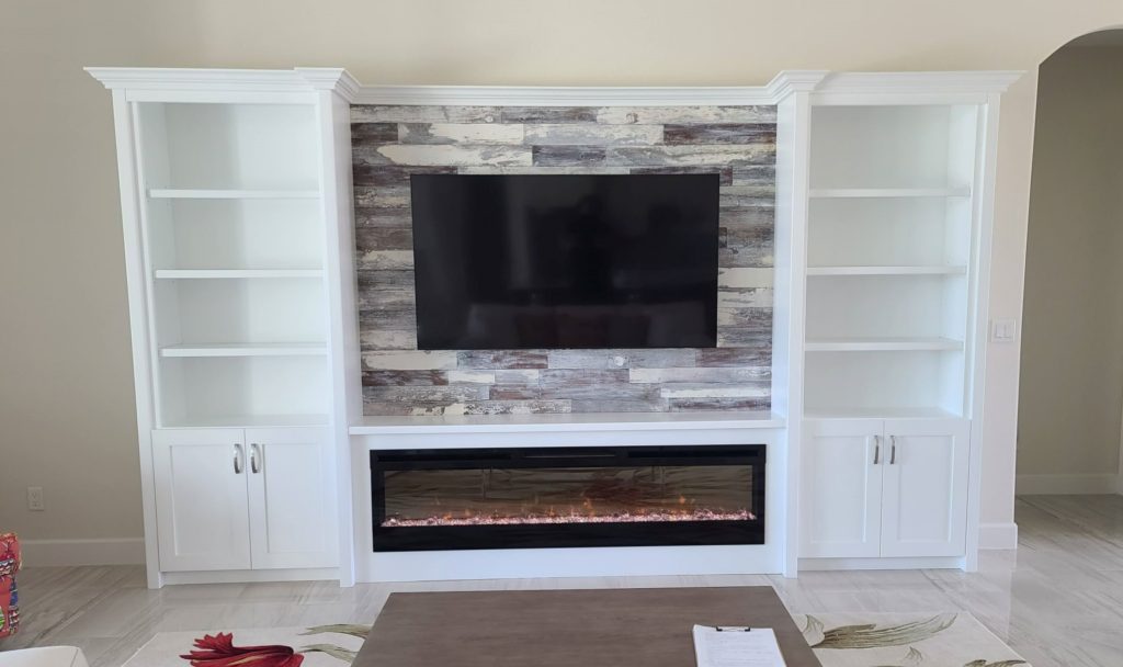 barn wood and fireplace