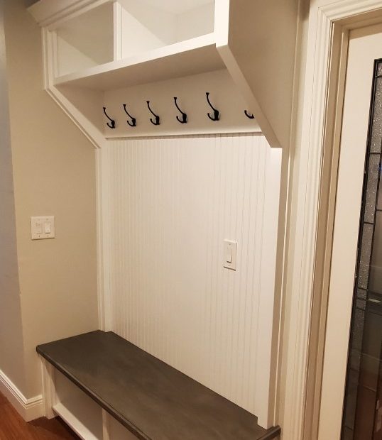 mudroom with stained top