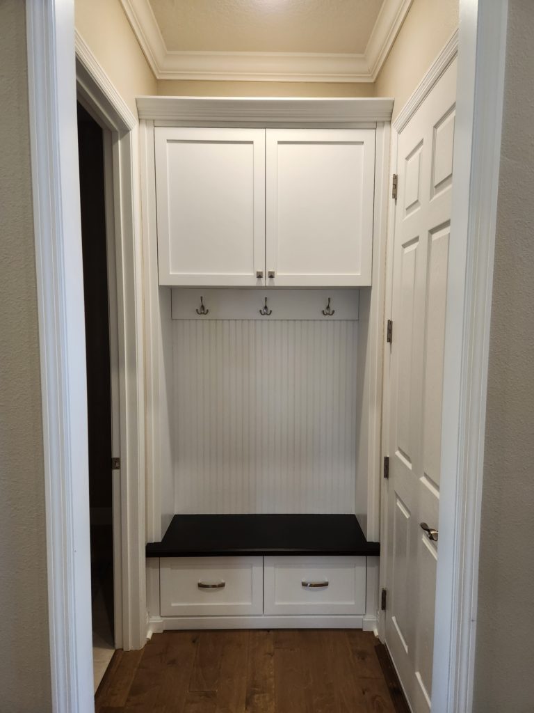 custom built hallway drop zone mudroom